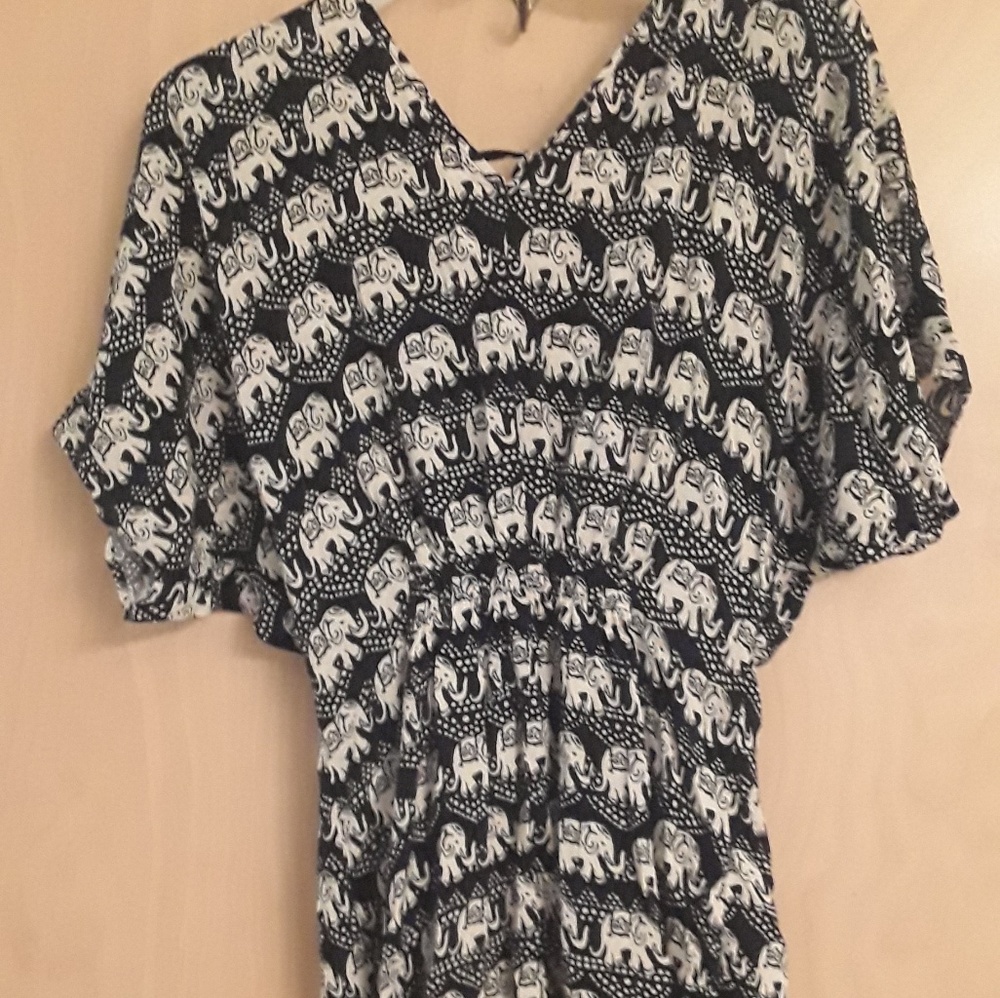 Boho elephant romper tie up Sz M